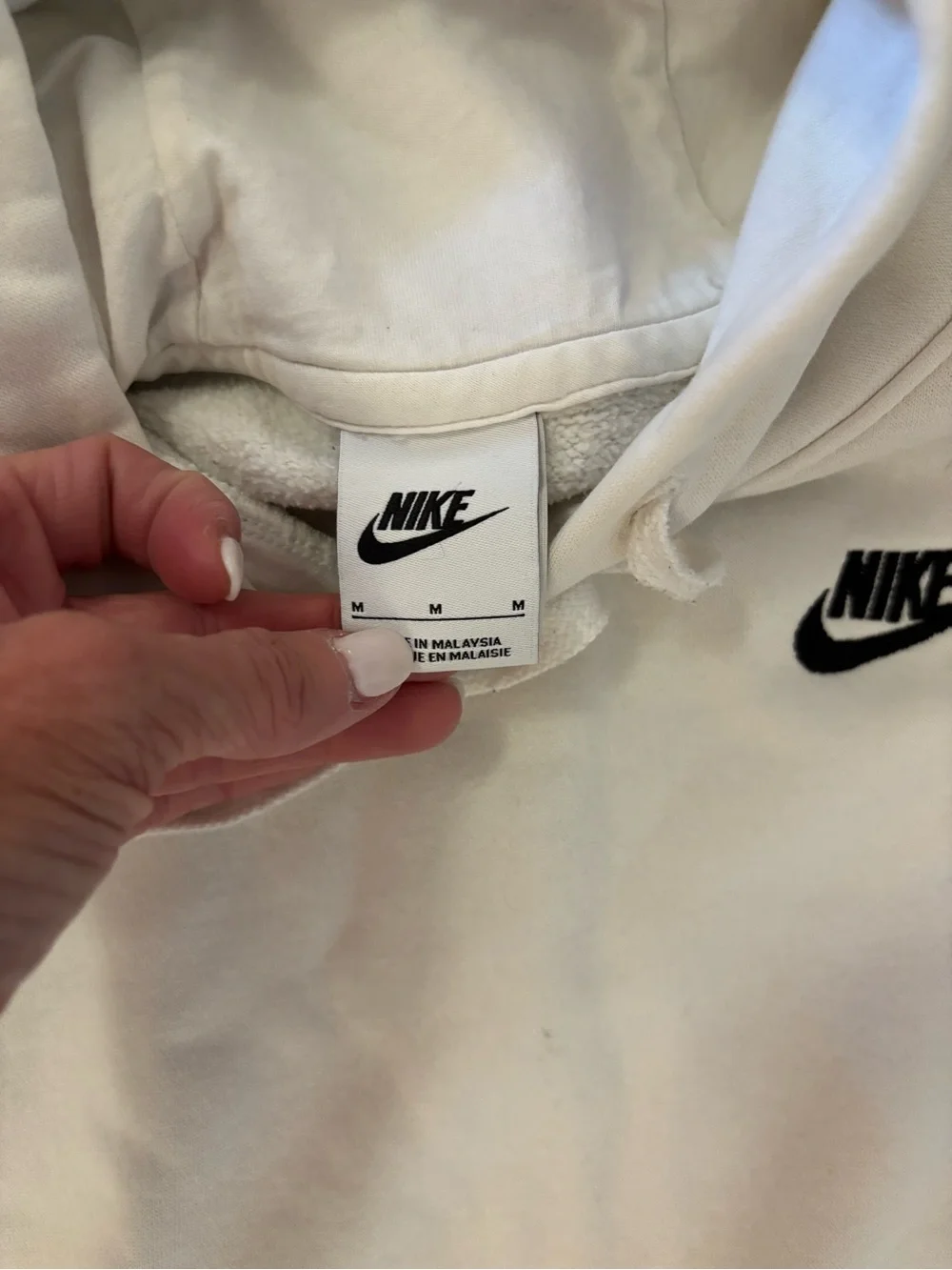 Nike White Pullover Hoodie with Black Swoosh